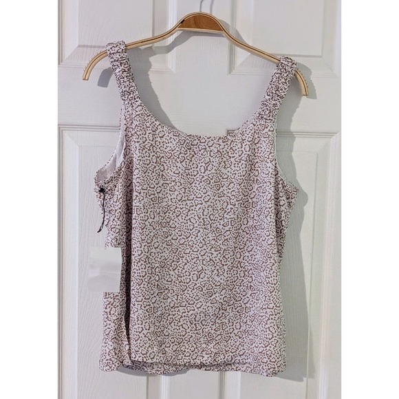 Vince Camuto Animal Print Tank Top Sleeveless Ruffle Strap Casual Medium NWT $59 - Picture 4 of 11
